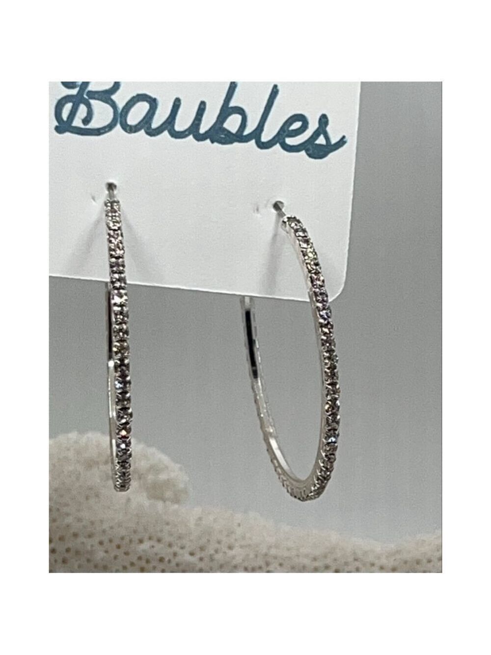 Baubles Silver Channel Set Hoops - Picture 7 of 9